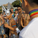 Participants take part in Taipei’s pride parade on October 28, 2017.